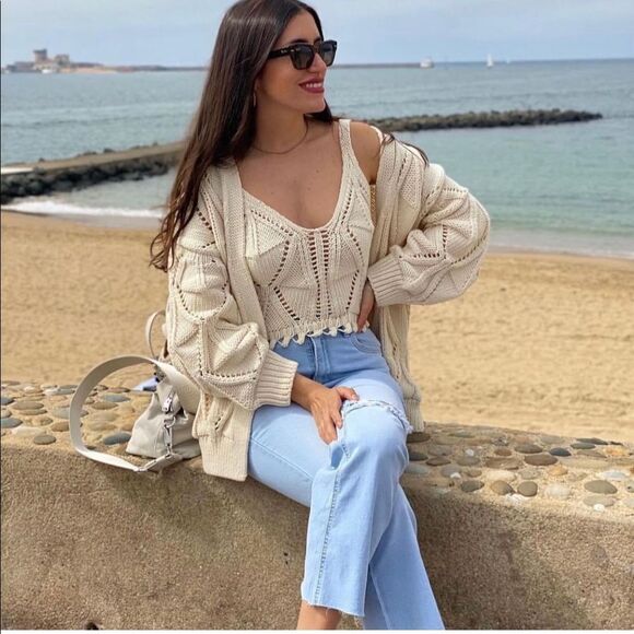 ZARA OPENWORK KNIT TOP - Picture 6 of 10